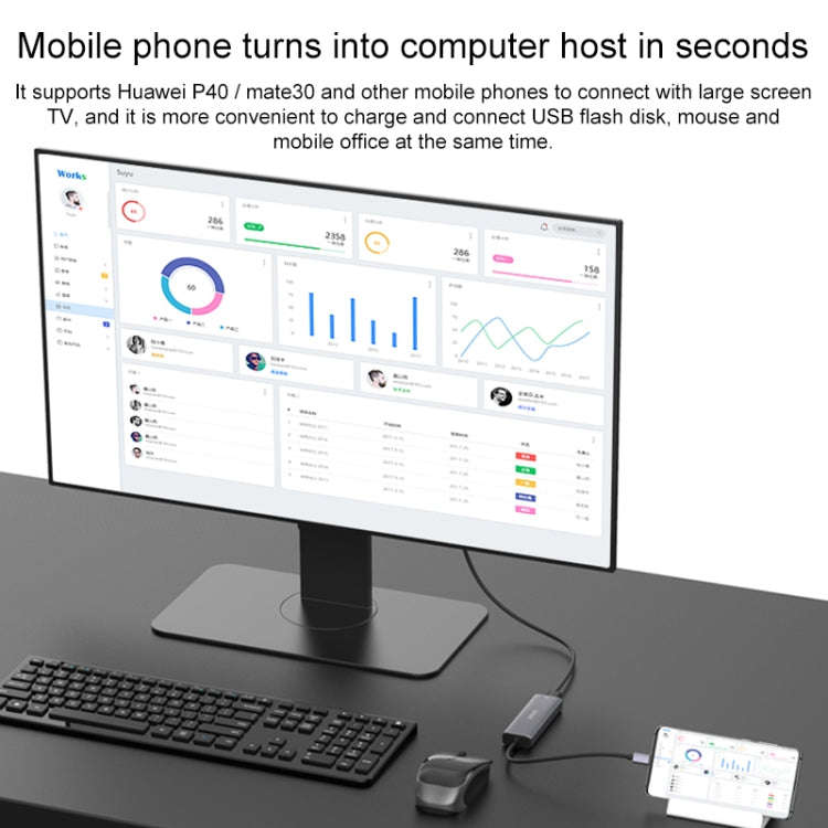 Onten OT-95123 5 in 1 Multifunctional Type-C + USB + HDMI Docking Station, Cable Length: 145mm(Si...