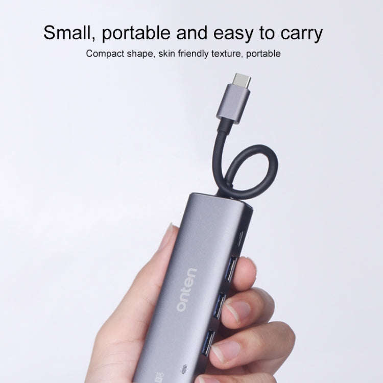 Onten OT-95123 5 in 1 Multifunctional Type-C + USB + HDMI Docking Station, Cable Length: 145mm(Si...