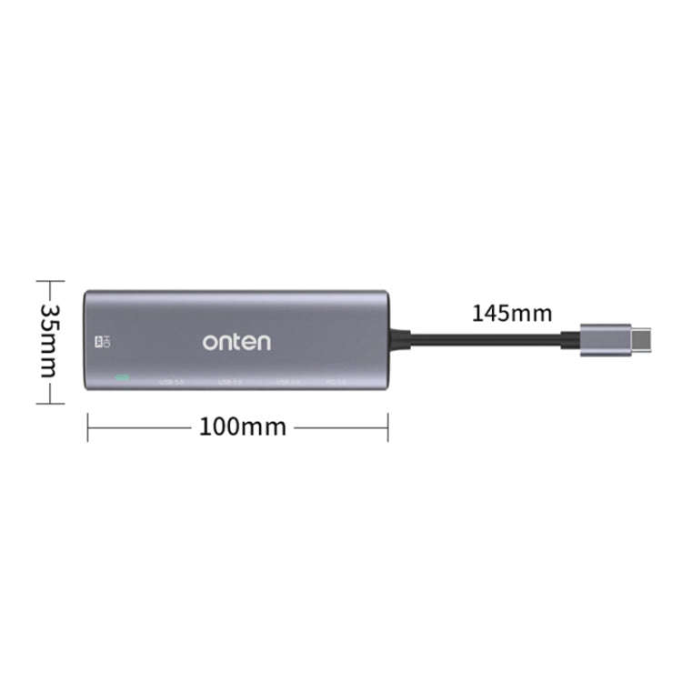 Onten OT-95123 5 in 1 Multifunctional Type-C + USB + HDMI Docking Station, Cable Length: 145mm(Si...