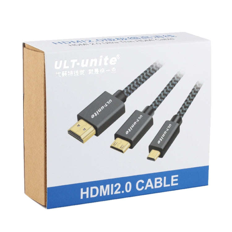 ULT-unite Gold-plated Head HDMI 2.0 Male to Male Nylon Braided Cable, Cable Length: 1.2m(Black)