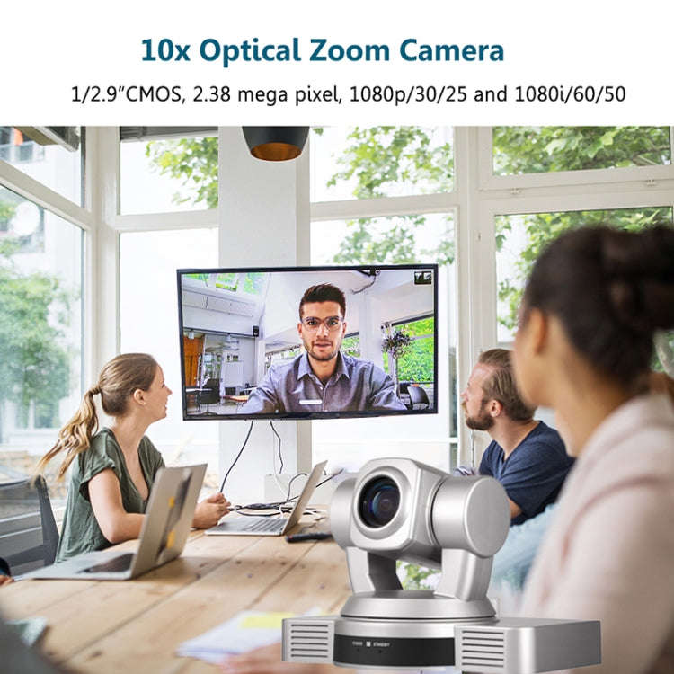 YANS YS-H810DSY 1080P HD 10X Zoom Lens Video Conference Camera with Remote Control, US Plug (Silver)