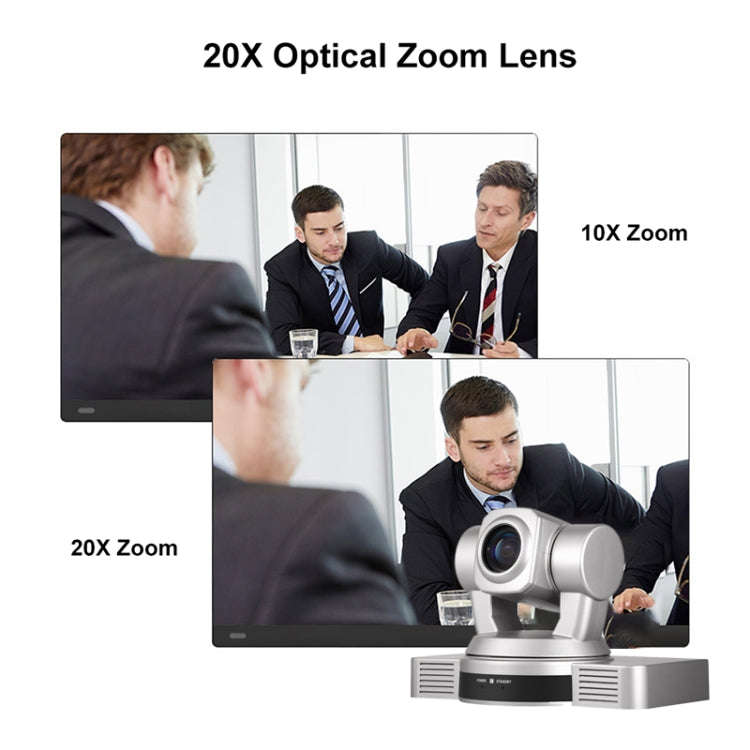 YANS YS-H820DSY 1080P HD 20X Zoom Lens Video Conference Camera with Remote Control, US Plug (Silver)