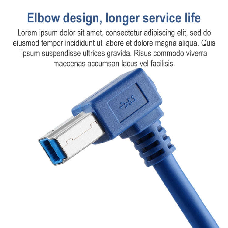 USB 3.0 A Male to Right 90 Degrees Angle USB 3.0 Type-B Male High Speed Printer Cable, Cable Leng...