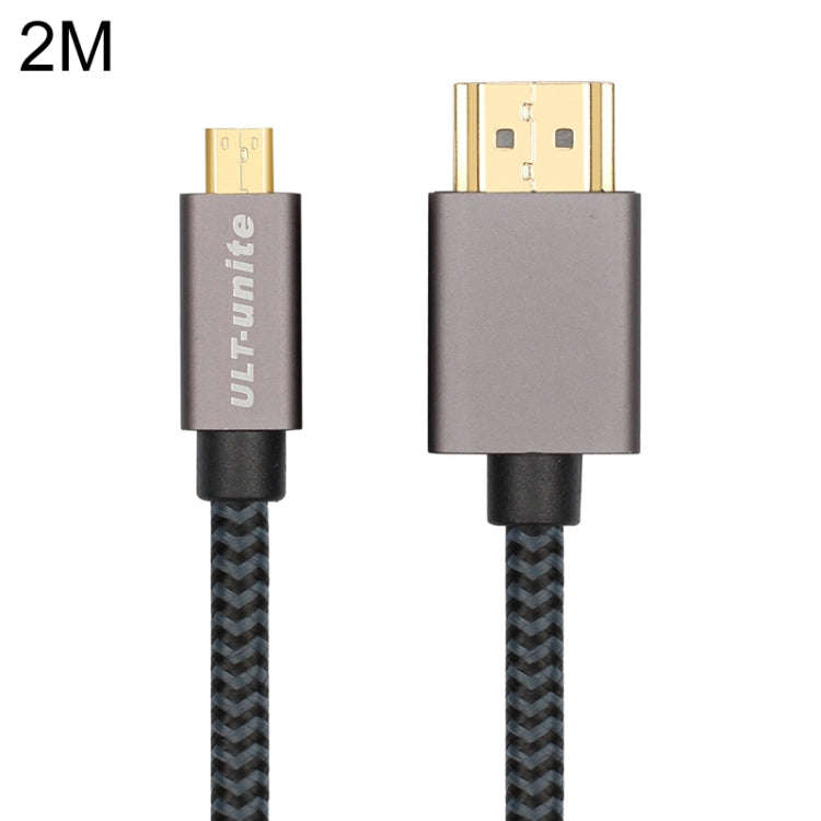 ULT-unite Gold-plated Head HDMI Male to Micro HDMI Male Nylon Braided Cable, Cable Length: 2m(Black)