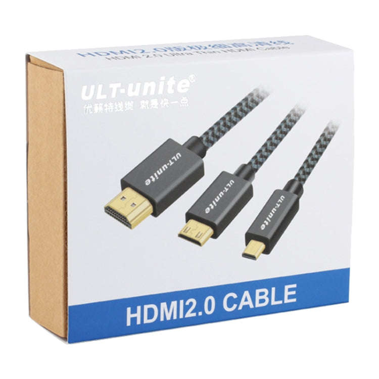 ULT-unite Gold-plated Head HDMI Male to Micro HDMI Male Nylon Braided Cable, Cable Length: 2m(Black)