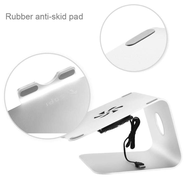 SOPI ZJ-001 Classic Style Aluminum Cooling Stand with Cool Fan for Laptop, Suitable for Mac Air, ...