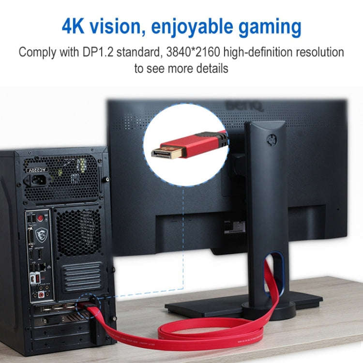 4K 60Hz DisplayPort 1.2 Male to DisplayPort 1.2 Male Aluminum Shell Flat Adapter Cable, Cable Len...