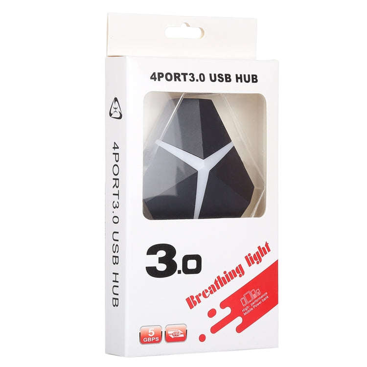 5Gbps Super Speed 4 Ports USB 3.0 HUB Adapter, Cable Length: about 20cm(Black)