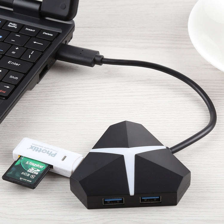 5Gbps Super Speed 4 Ports USB 3.0 HUB Adapter, Cable Length: about 20cm(Black)