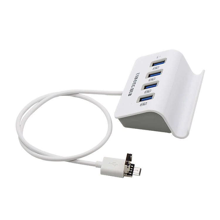 H-506 4 in 1 Micro USB / USB to 4 USB 2.0 Interface OTG Docking Station HUB with Stand Function