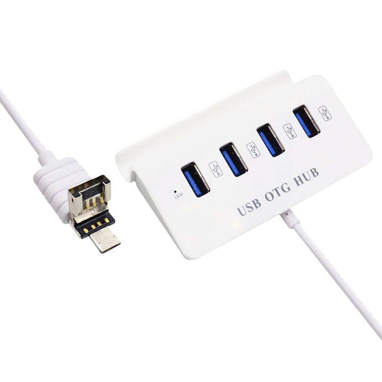 H-506 4 in 1 Micro USB / USB to 4 USB 2.0 Interface OTG Docking Station HUB with Stand Function