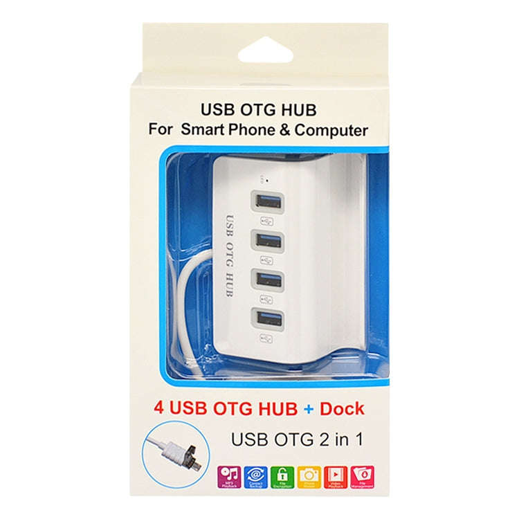 H-506 4 in 1 Micro USB / USB to 4 USB 2.0 Interface OTG Docking Station HUB with Stand Function