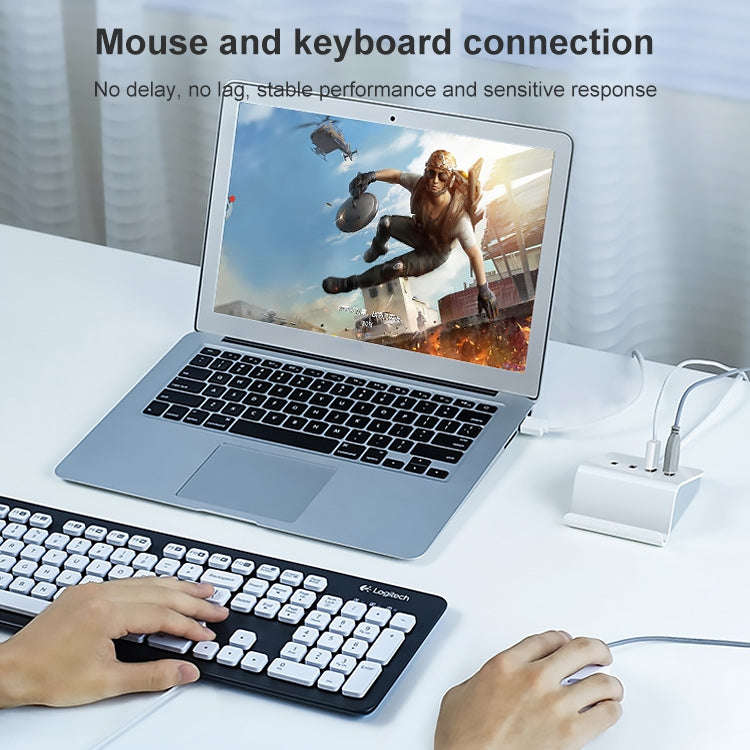 H-506 4 in 1 Micro USB / USB to 4 USB 2.0 Interface OTG Docking Station HUB with Stand Function