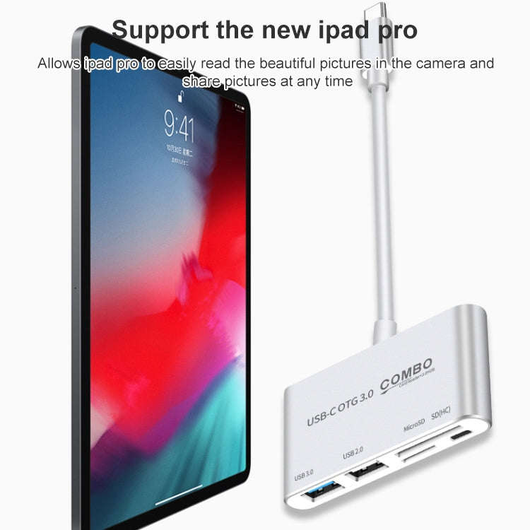 COMBO T-693 5 in 1 USB-C / Type-C to SD / TF / Micro SD Card Slot + USB 3.0 + USB 2.0Ports OTG HU...