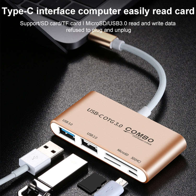 COMBO T-693 5 in 1 USB-C / Type-C to SD / TF / Micro SD Card Slot + USB 3.0 + USB 2.0Ports OTG HU...