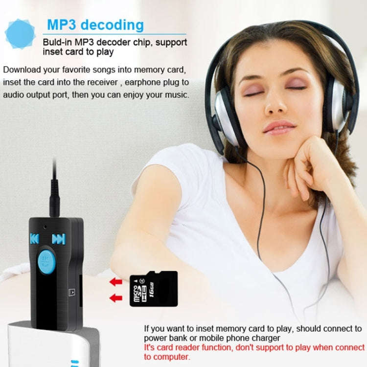 BC07 Mini Brushed Texture USB Bluetooth Receiver MP3 Player SD/TF Card Reader with Microphone & A...