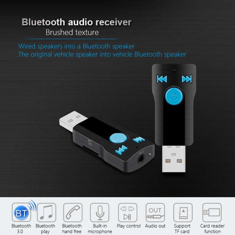 BC07 Mini Brushed Texture USB Bluetooth Receiver MP3 Player SD/TF Card Reader with Microphone & A...