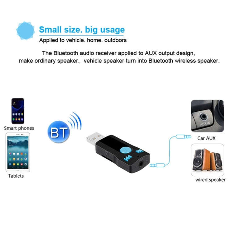 BC07 Mini Brushed Texture USB Bluetooth Receiver MP3 Player SD/TF Card Reader with Microphone & A...