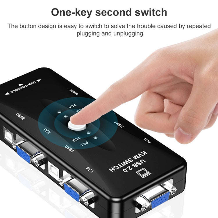 KSW-401V 4 VGA + 3 USB Ports to VGA KVM Switch Box with Control Button for Monitor, Keyboard, Mou...