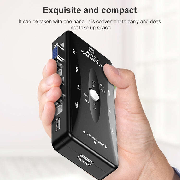 KSW-401V 4 VGA + 3 USB Ports to VGA KVM Switch Box with Control Button for Monitor, Keyboard, Mou...