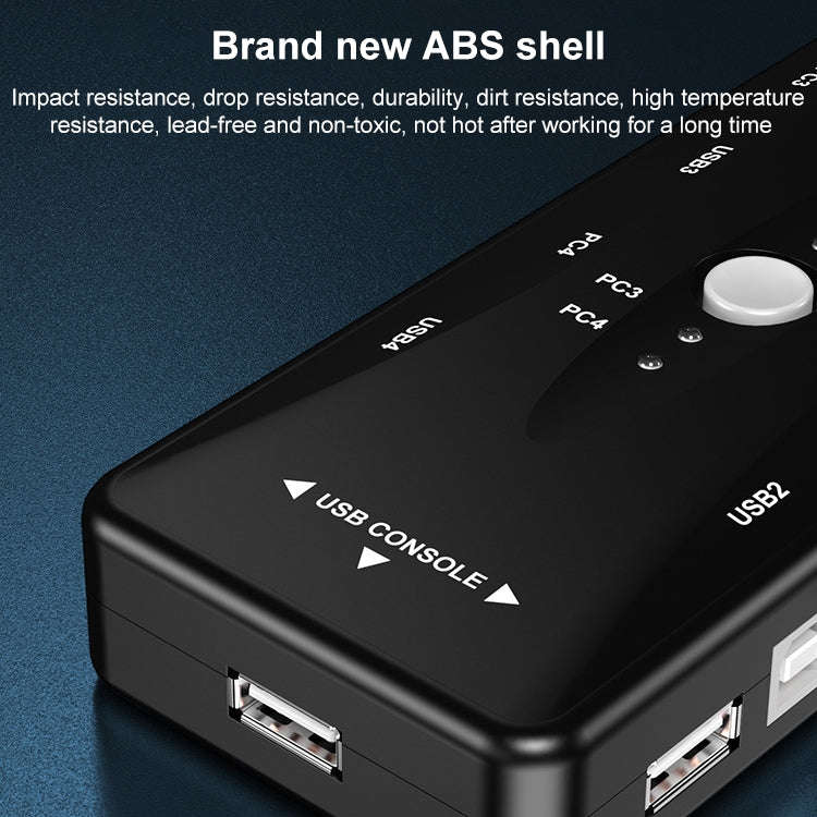 KSW-401V 4 VGA + 3 USB Ports to VGA KVM Switch Box with Control Button for Monitor, Keyboard, Mou...