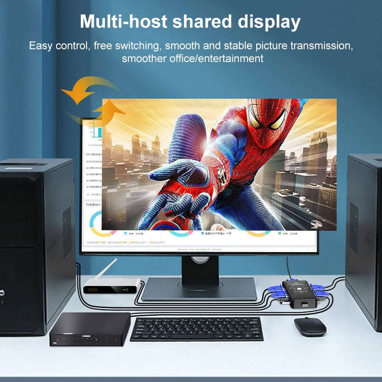 KSW-401V 4 VGA + 3 USB Ports to VGA KVM Switch Box with Control Button for Monitor, Keyboard, Mou...
