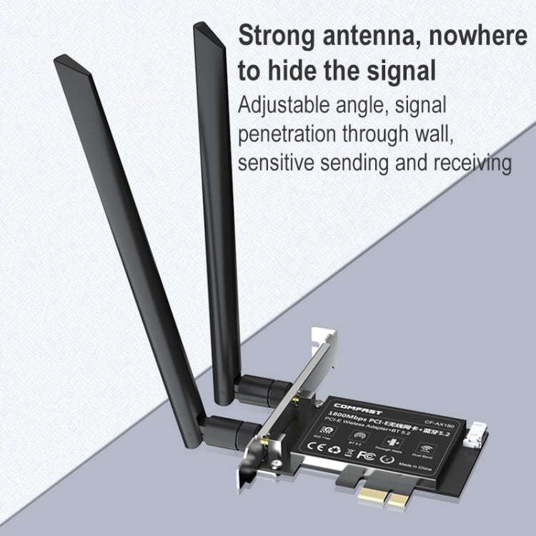 COMFAST CF-AX180 1800Mbps PCI-E Bluetooth 5.2 Dual Frequency Gaming WiFi 6 Wireless Network Card ...