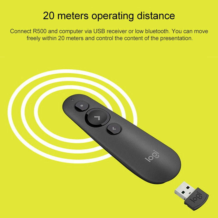 Logitech R500 2.4Ghz USB Wireless Presenter PPT Remote Control Flip Pen