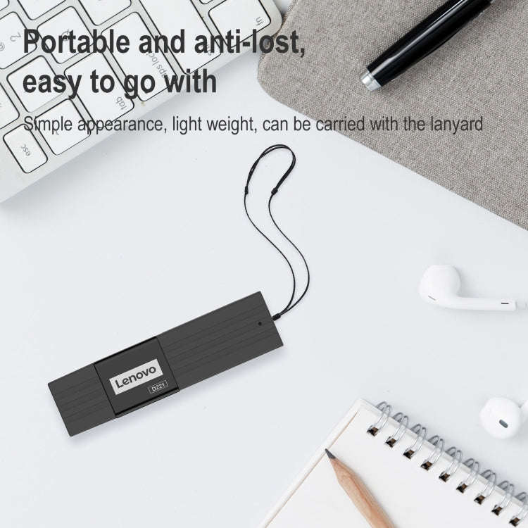 Original Lenovo D221 2 in 1 480Mbps USB 2.0 Card Reader (Black)