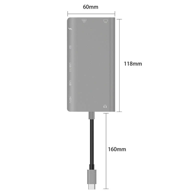 Onten 9591BD 8 in 1 USB-C / Type-C to PD USB-C / Type-C Charging + Gigabit Ethernet + Dual USB 3....