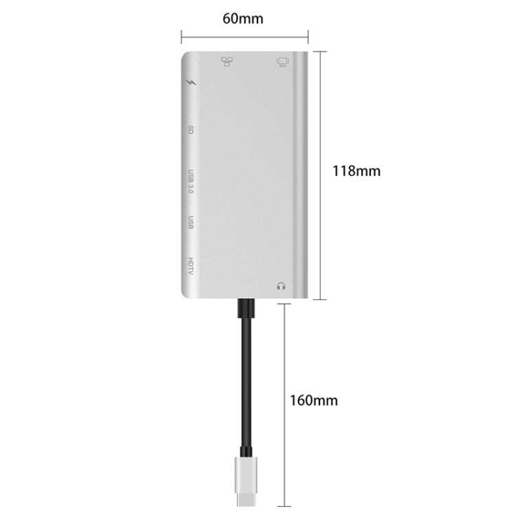 Onten 9591BD 8 in 1 USB-C / Type-C to PD USB-C / Type-C Charging + Gigabit Ethernet + Dual USB 3....