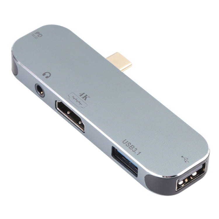 5 in 1 USB-C / Type-C Male to PD USB-C / Type-C Charging + 3.5mm AUX + 4K HDMI + USB 3.1 + USB Fe...