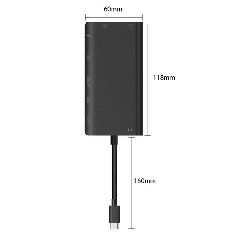 Onten 9591BD 8 in 1 USB-C / Type-C to PD USB-C / Type-C Charging + 100M Ethernet Port + Dual USB ...
