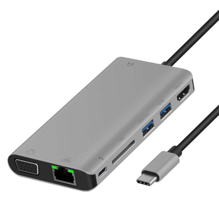 Onten 9591BD 8 in 1 USB-C / Type-C to PD USB-C / Type-C Charging + 100M Ethernet Port + Dual USB ...