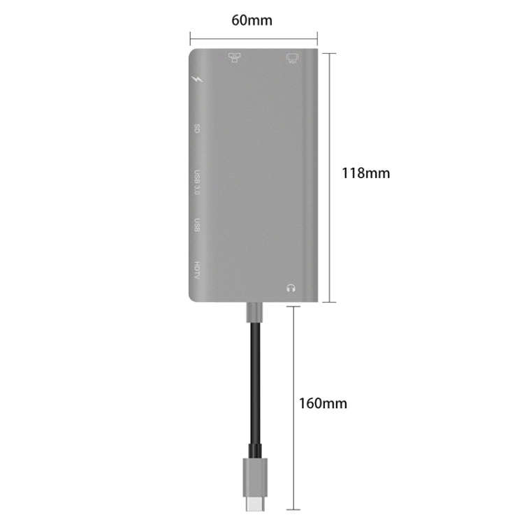 Onten 9591BD 8 in 1 USB-C / Type-C to PD USB-C / Type-C Charging + 100M Ethernet Port + Dual USB ...