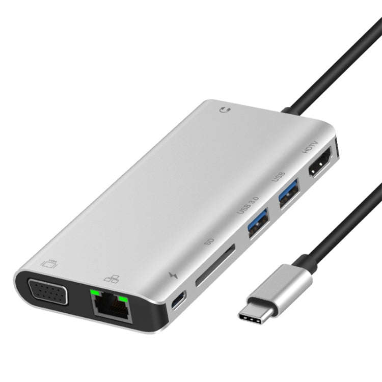 Onten 9591BD 8 in 1 USB-C / Type-C to PD USB-C / Type-C Charging + 100M Ethernet Port + Dual USB ...