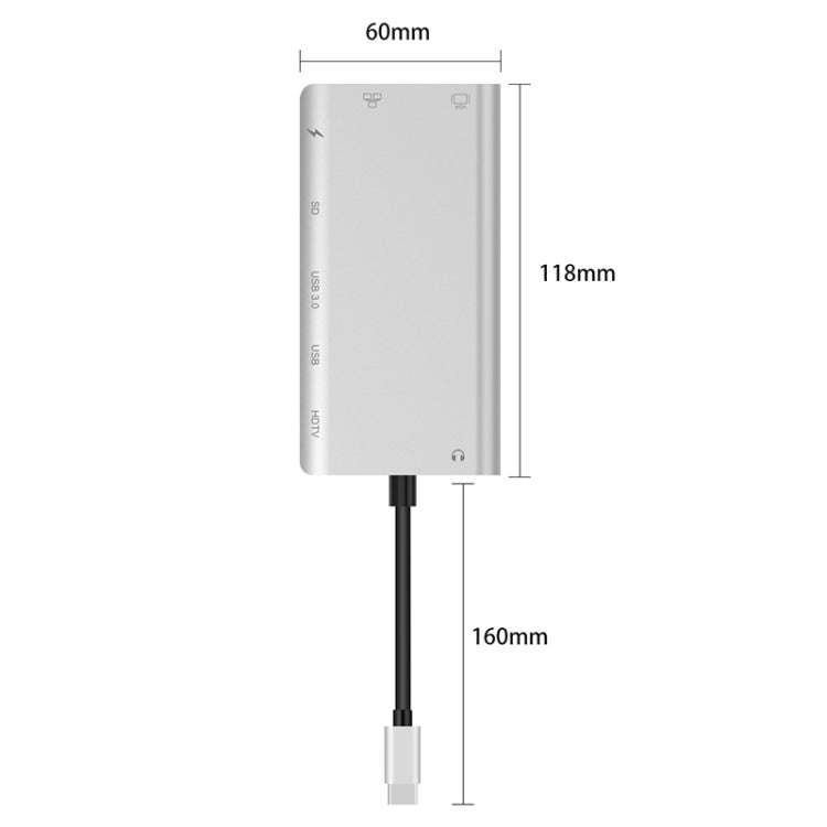 Onten 9591BD 8 in 1 USB-C / Type-C to PD USB-C / Type-C Charging + 100M Ethernet Port + Dual USB ...