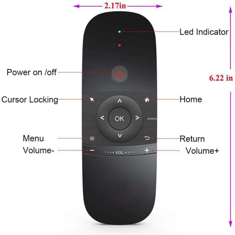 W1 Wireless QWERTY 57-Keys Keyboard 2.4G Air Mouse Remote Controller with LED Indicator for Andro...