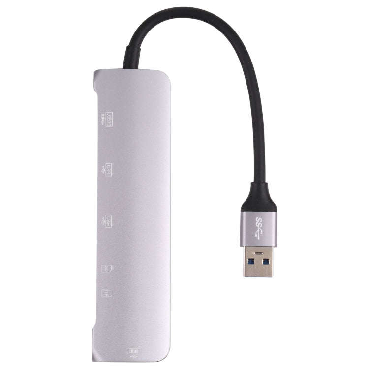 NK-3043HD 6 in 1 USB Male to TF / SD Card Slot + USB 3.0 + 3 USB 2.0 Female Adapter