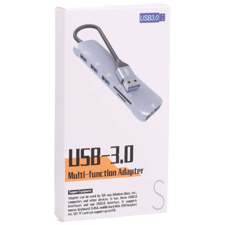 NK-3043HD 6 in 1 USB Male to TF / SD Card Slot + USB 3.0 + 3 USB 2.0 Female Adapter