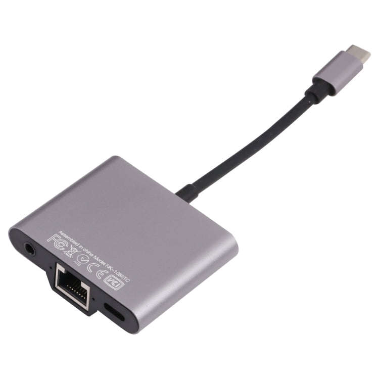 NK-1056TC 3 in 1 USB-C / Type-C Male to USB-C / Type-C Charging + Ethernet + 3.5mm Earphone Femal...