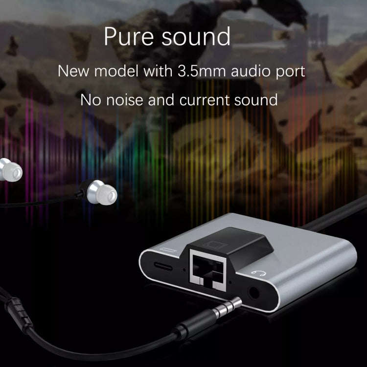 NK-1056TC 3 in 1 USB-C / Type-C Male to USB-C / Type-C Charging + Ethernet + 3.5mm Earphone Femal...