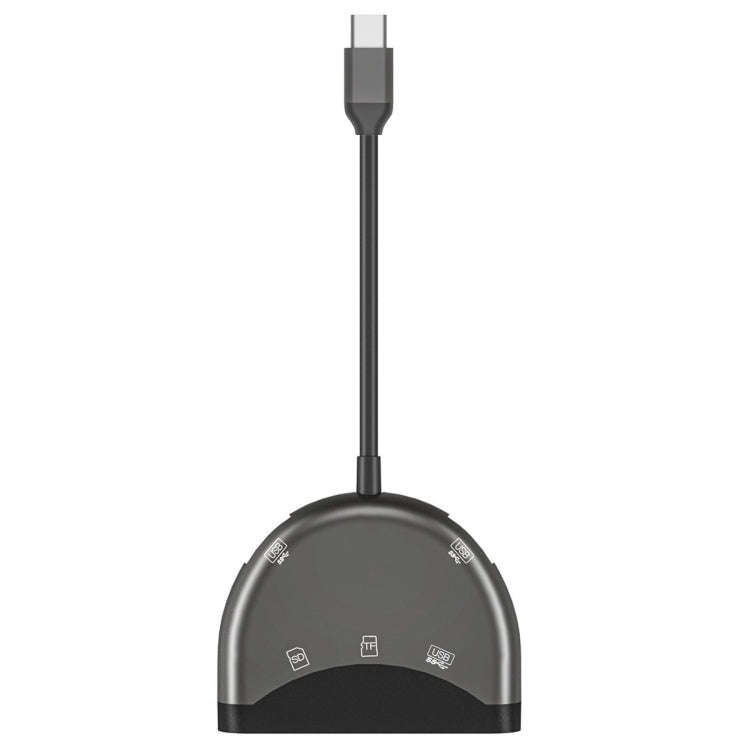 NK-3039 5 in 1 USB-C / Type-C Male to TF / SD Card Slot + 3 USB Female Adapter