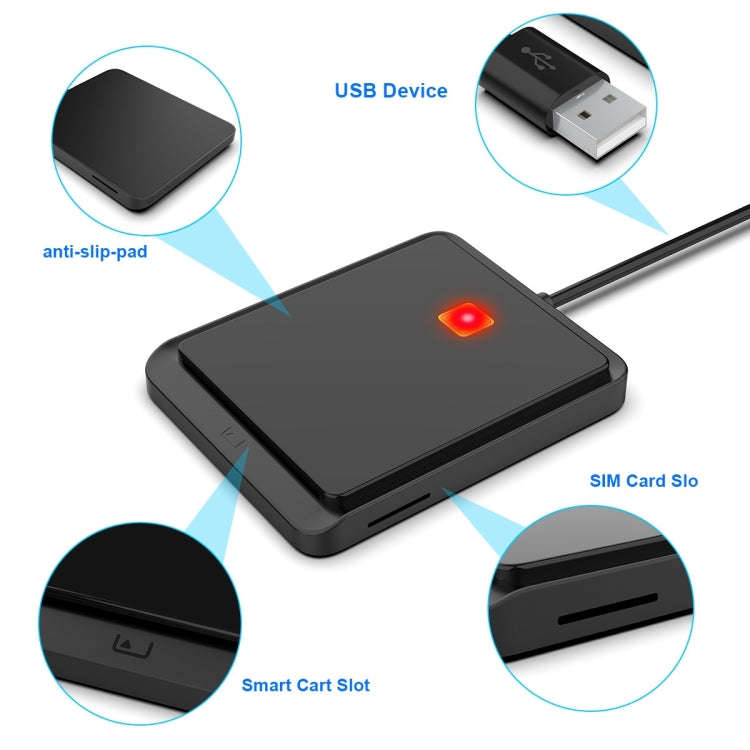 Rocketek CR317 USB 2.0 SIM  / ID / CAC Smart Card 2 in 1 Card Reader (Black)