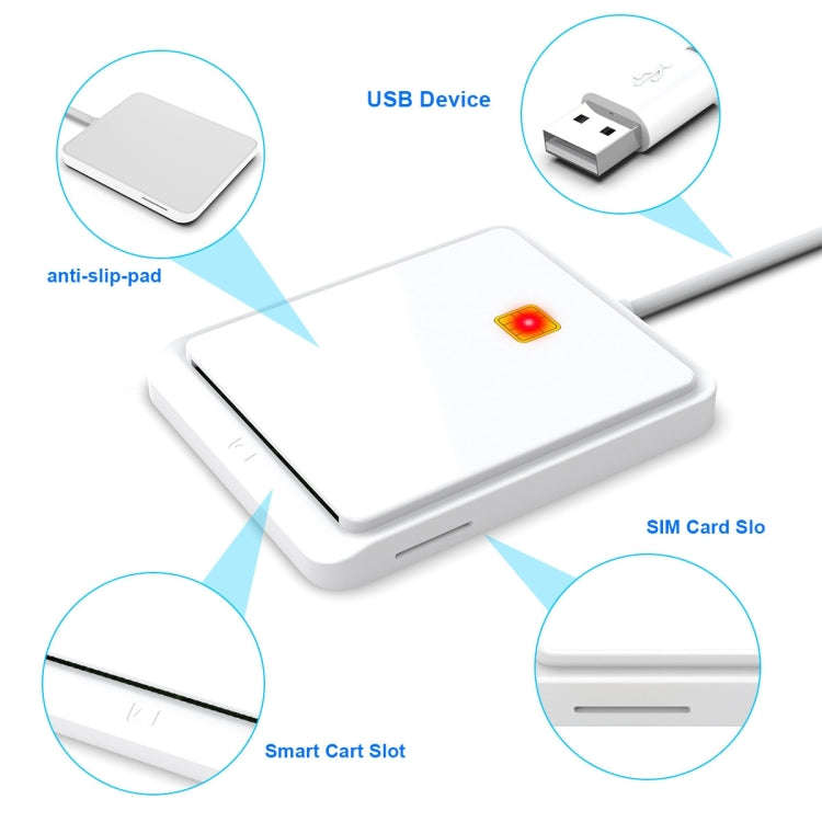 Rocketek CR317 USB 2.0 SIM  / ID / CAC Smart Card 2 in 1 Card Reader (White)