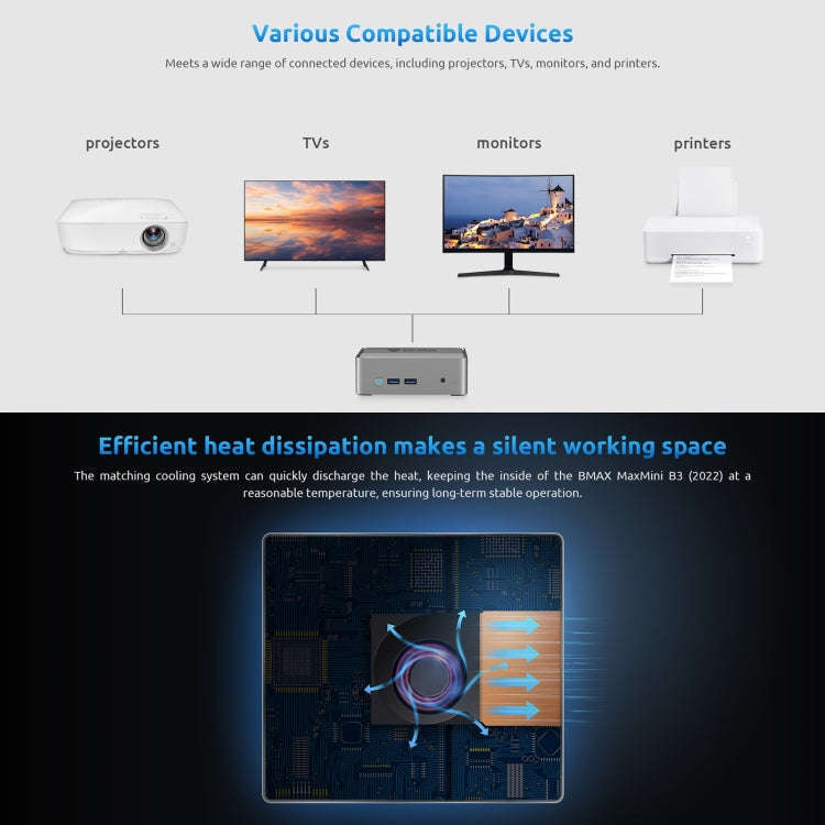 BMAX B3 Windows 11 Mini PC, 16GB+512GB, Intel Jasper Lake N5095, Support HDMI / RJ45 / TF Card, U...