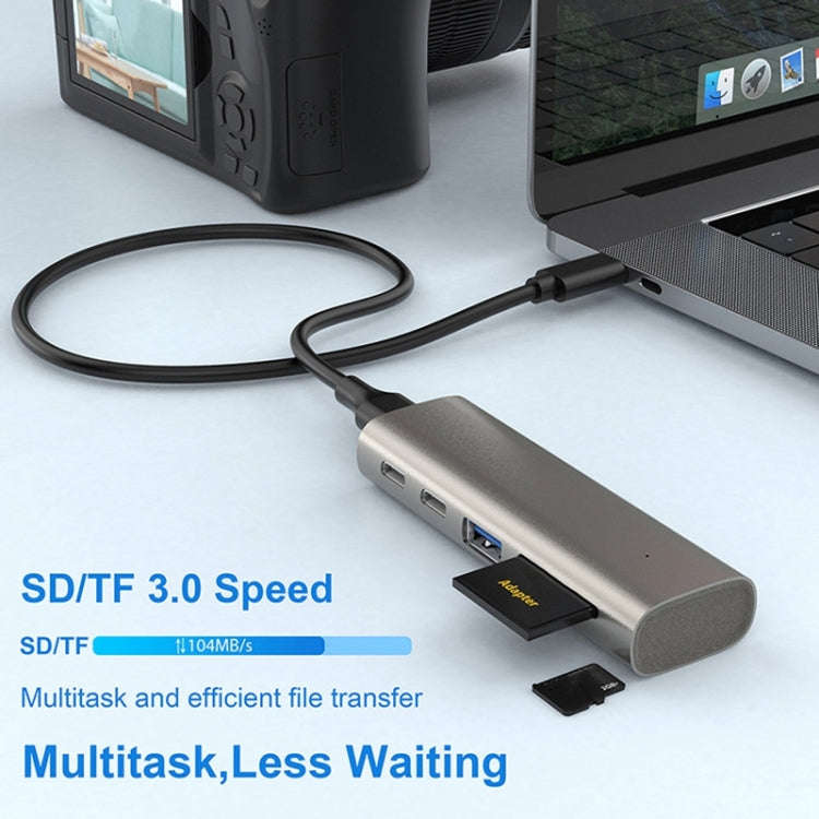 Rocketek HC463 USB3.1 Gen2  to Type-C 3.1 + USB 3.1 + SD / TF 6 in 1 HUB Adapter