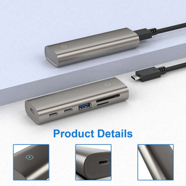 Rocketek HC463 USB3.1 Gen2  to Type-C 3.1 + USB 3.1 + SD / TF 6 in 1 HUB Adapter