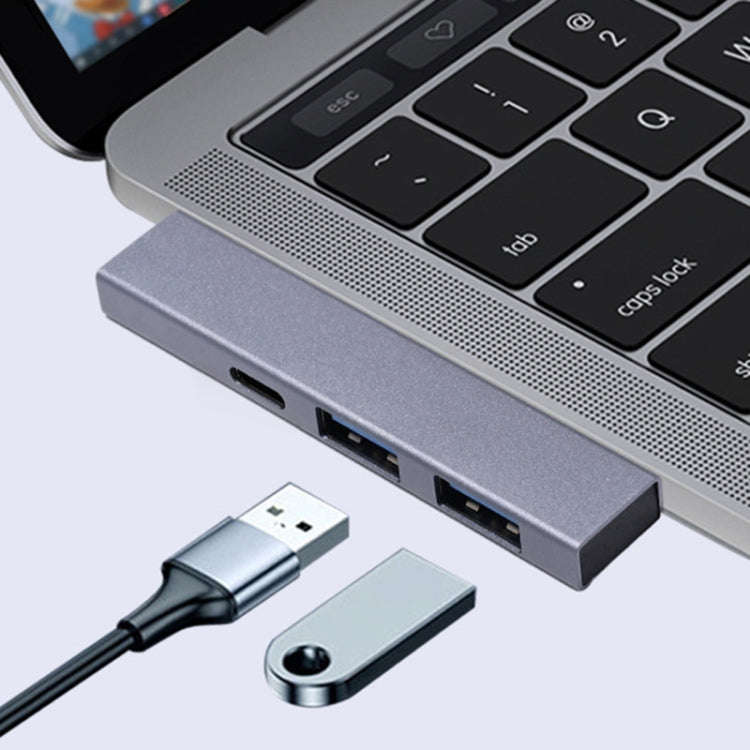 889C USB Male to USB 2.0+USB 3.0+USB-C/Type-C Female Adapter(Gray)