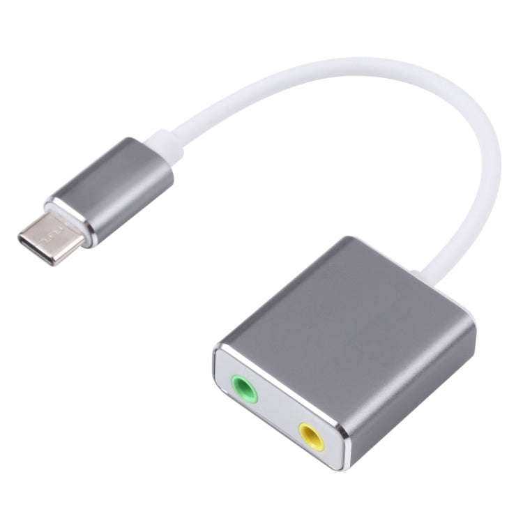 USB-C / Type-C to Jack 3.5mm Earphone Microphone Sound Card(Grey)